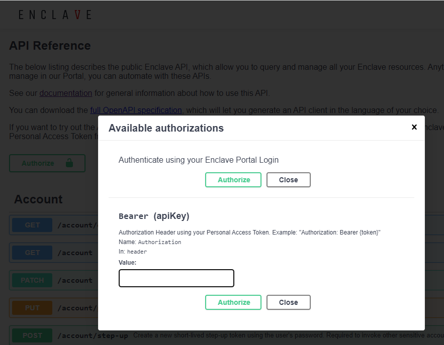 Authenticating with Enclave Portal Login